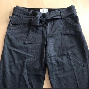 Anthropologie Elevenses Gray Tie Waist Cropped Trousers-Size 6